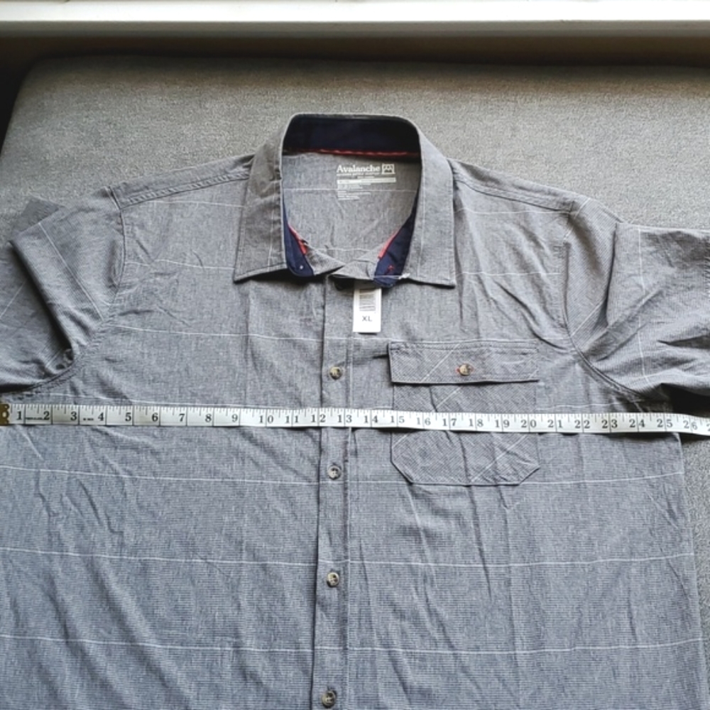 🆕️AVALANCHE Gray UPF 50+ Performance Short Sleeve Woven Shirt MEN'S SIZE: XL/TG - Picture 5 of 11